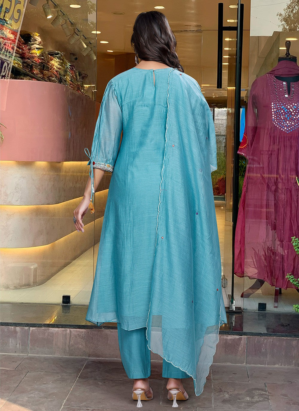 Embroidered Chanderi Silk Rama Pant Style Suit T6256