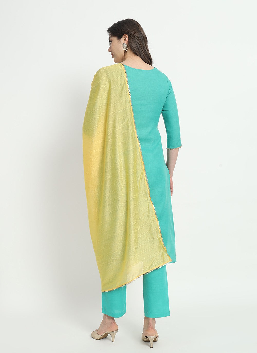 Embroidered Cotton Pant Style Suit - T4519