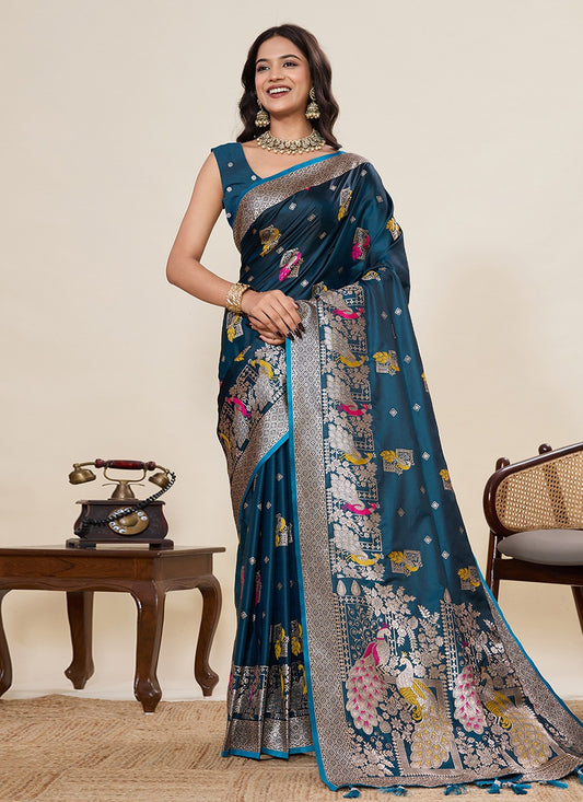 Rama Satin Silk Classic Saree Meenakari, Woven S19535