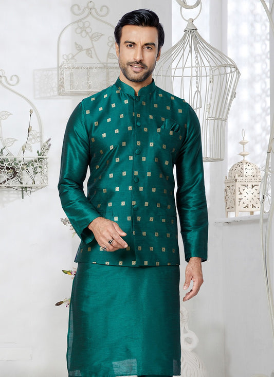 Fancy Work Banarasi Silk Rama Nehru Jackets - M7501