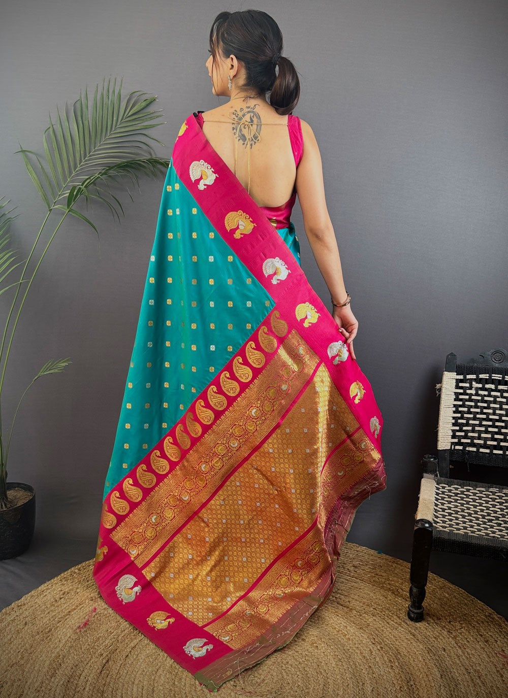 Rama Banarasi Silk Designer Saree Weaving Zari S17677