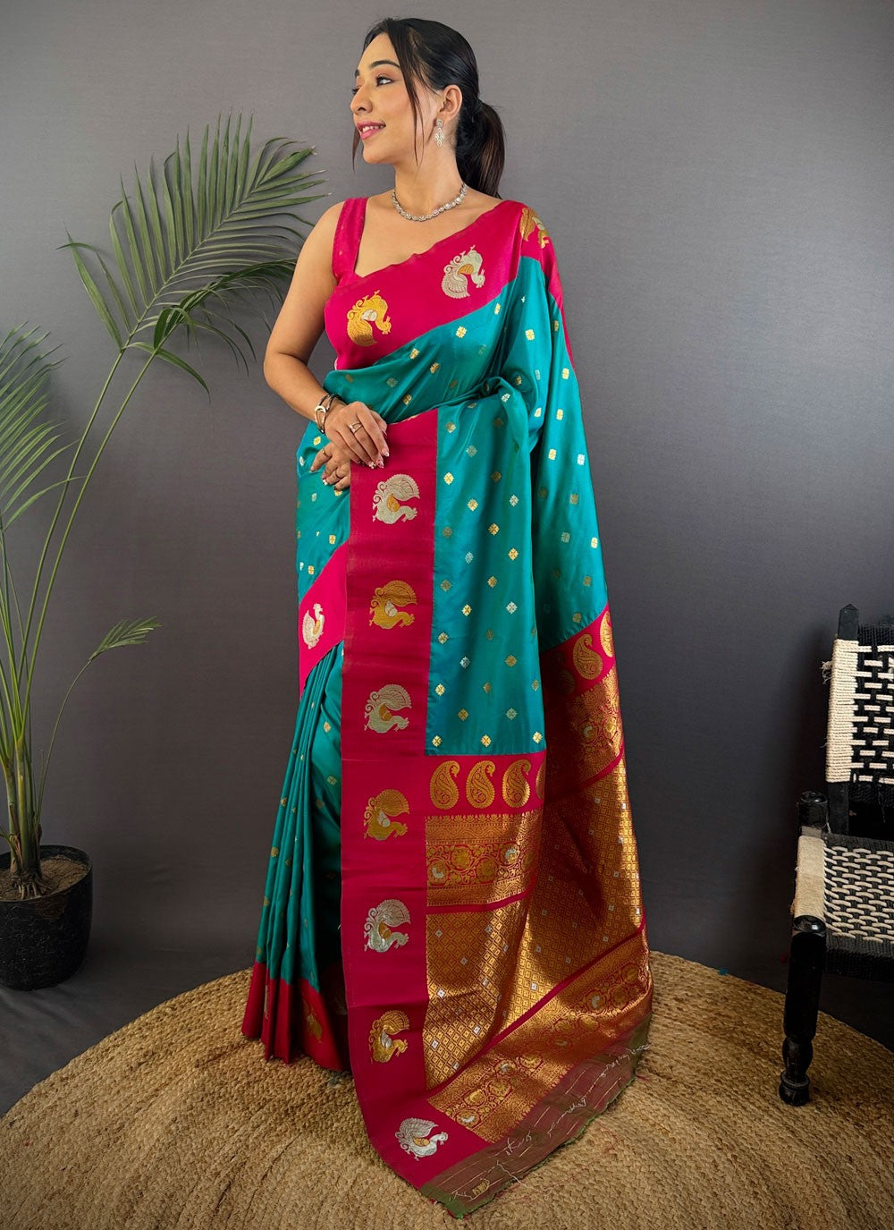 Rama Banarasi Silk Designer Saree Weaving Zari S17677