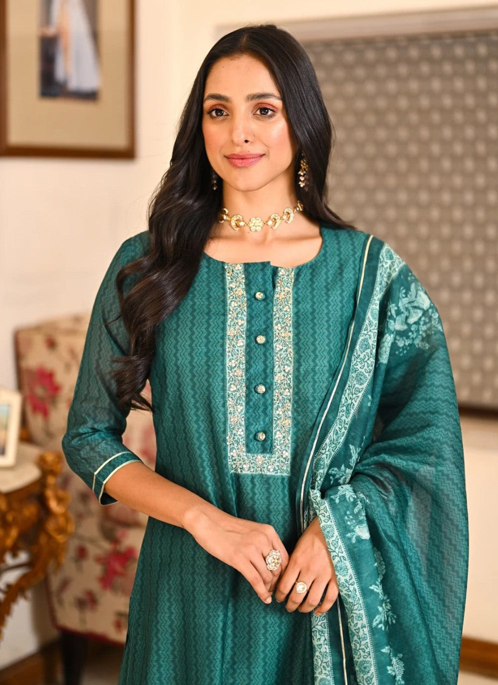 Salwar Suit Embroidered Rama Rayon T5028