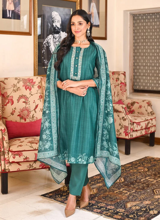 Salwar Suit Embroidered Rama Rayon T5028