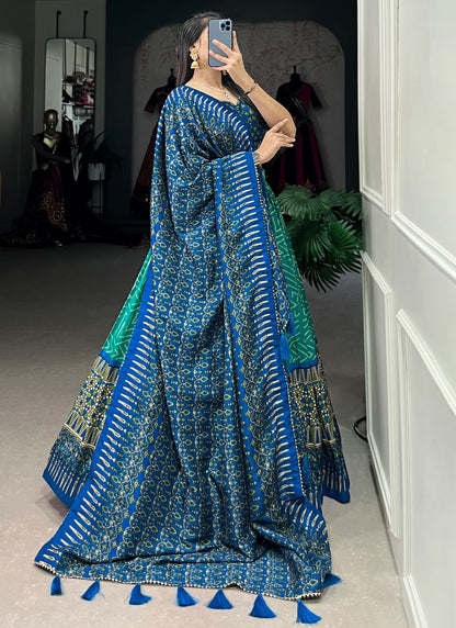 Bandhej Tussar Silk A - Line Lehenga - L2331