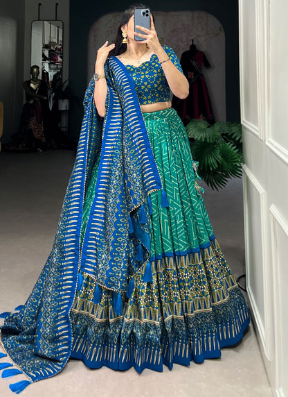 Bandhej Tussar Silk A - Line Lehenga - L2331