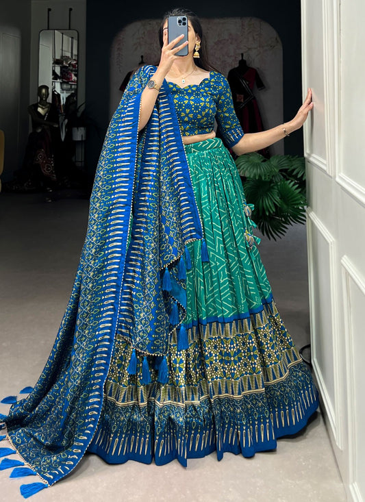 Bandhej Tussar Silk A - Line Lehenga - L2331