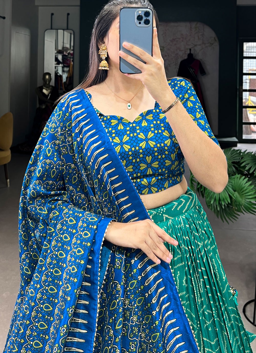 Bandhej Tussar Silk A - Line Lehenga - L2331