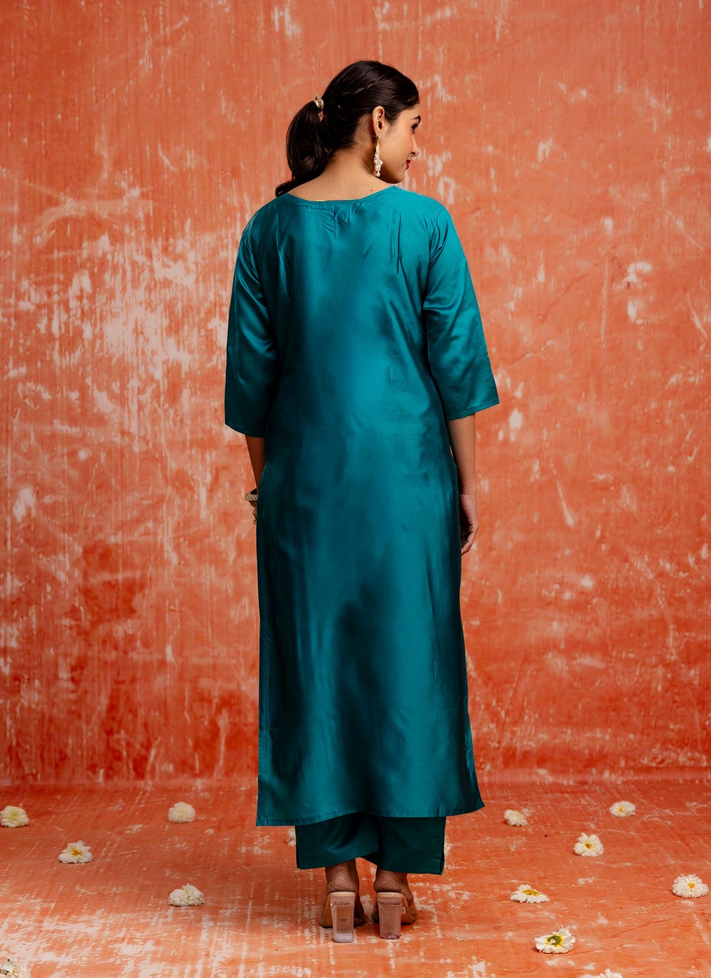 Pant Style Suit Jacquard Work, Zari Rama T7292