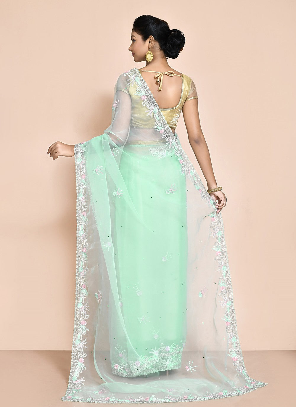 Traditional Hand Embroidery Jimmy Chu Saree - S9244