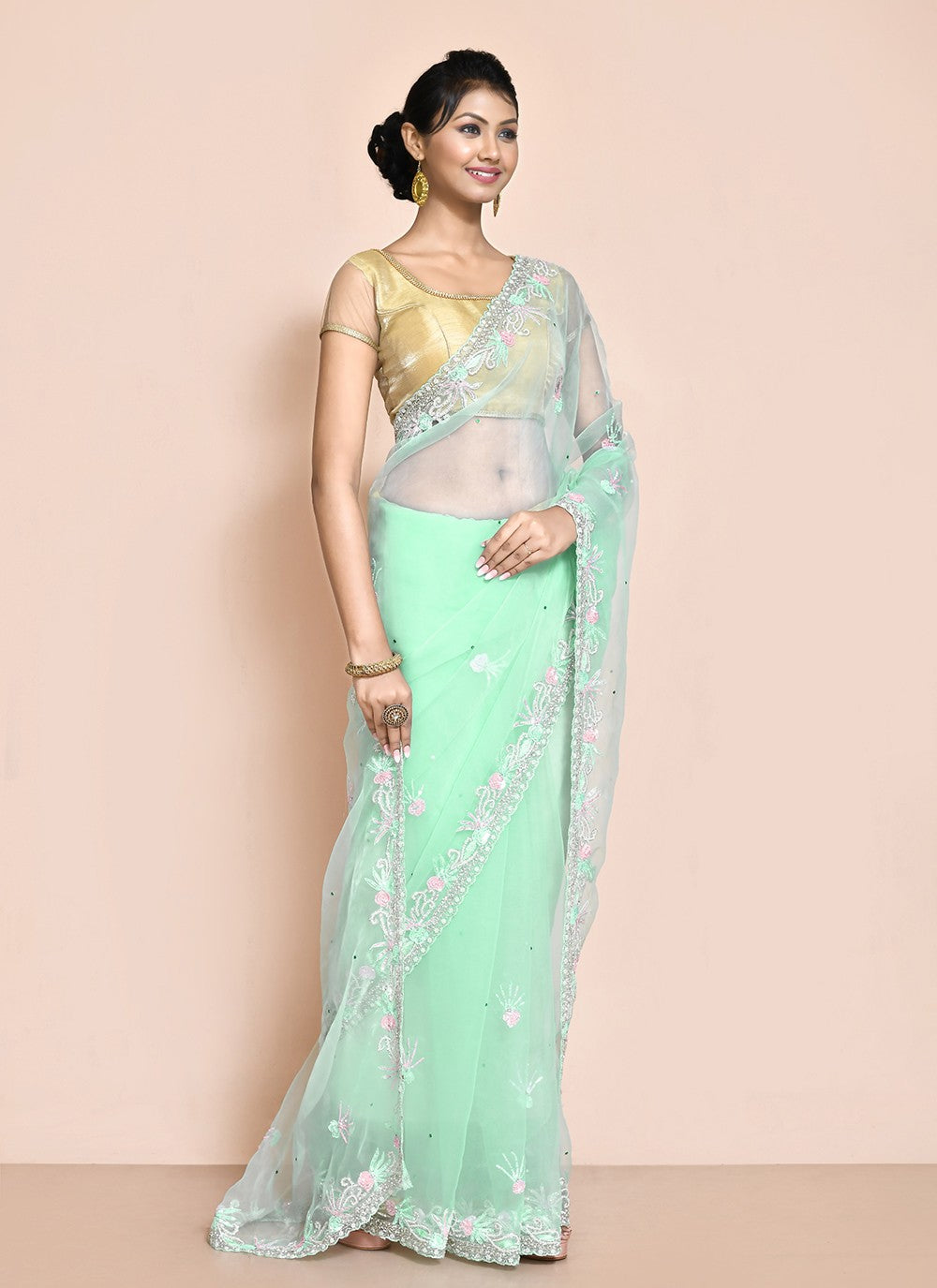 Traditional Hand Embroidery Jimmy Chu Saree - S9244
