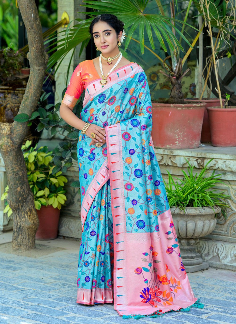 Classic Meenakari Kanjivaram Silk Saree - S4363
