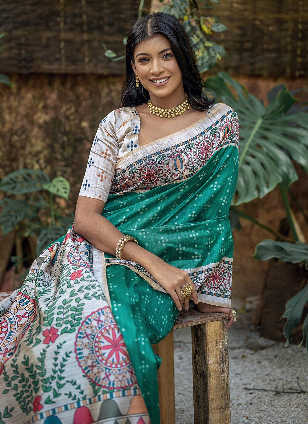 Casual Printed Tussar Silk Saree - S7769