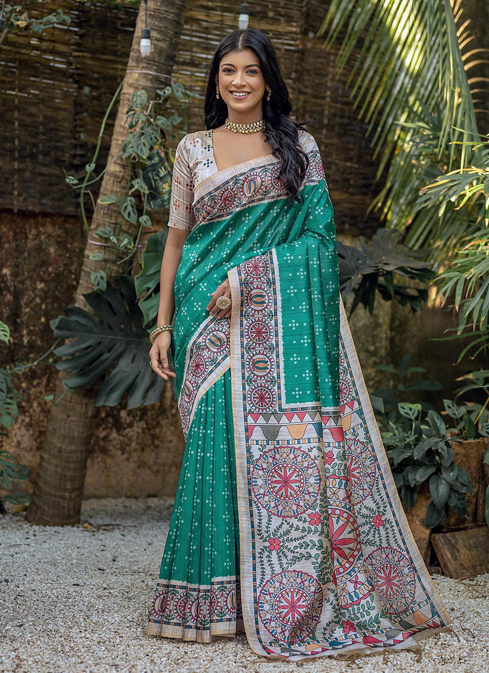 Casual Printed Tussar Silk Saree - S7769