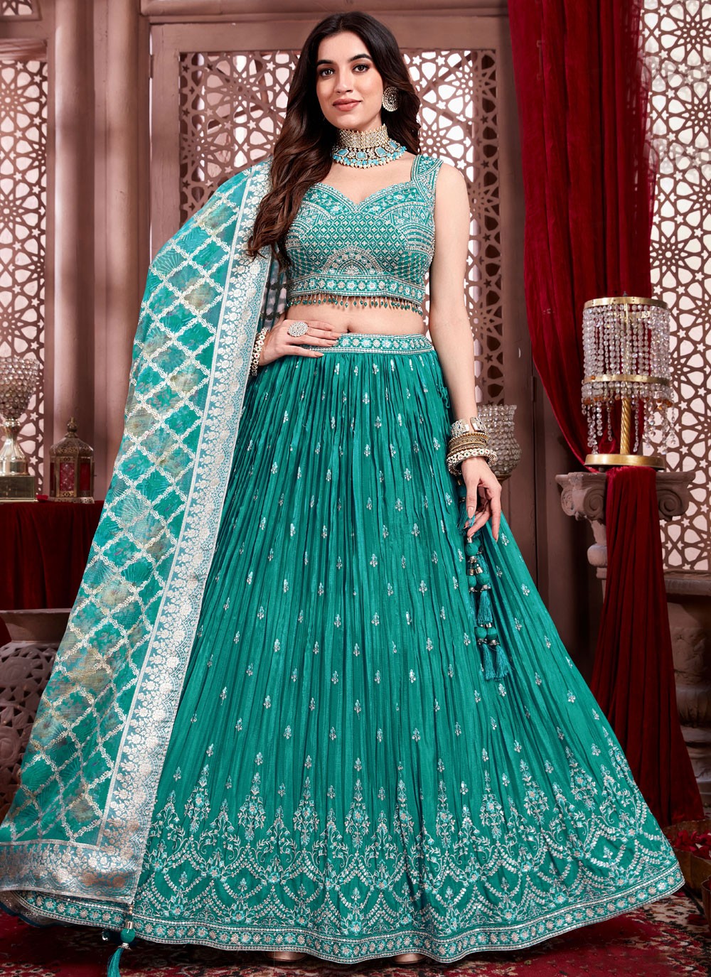 Embroidered Silk Readymade Lehenga Choli - L2673