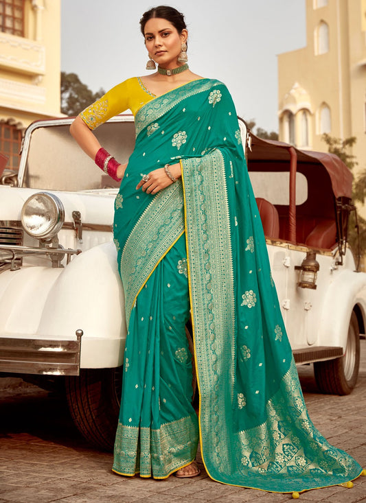 Weaving Zari Pure Dola Rama Saree S14223