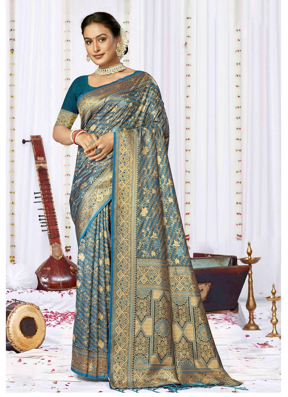 Traditional Weaving Zari Satin Silk Saree - S7978