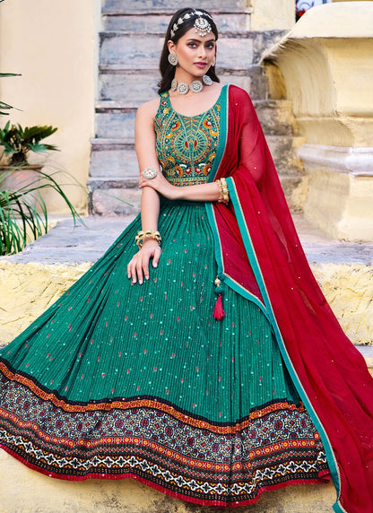 Digital Print Chinon Readymade Lehenga Choli - L2473