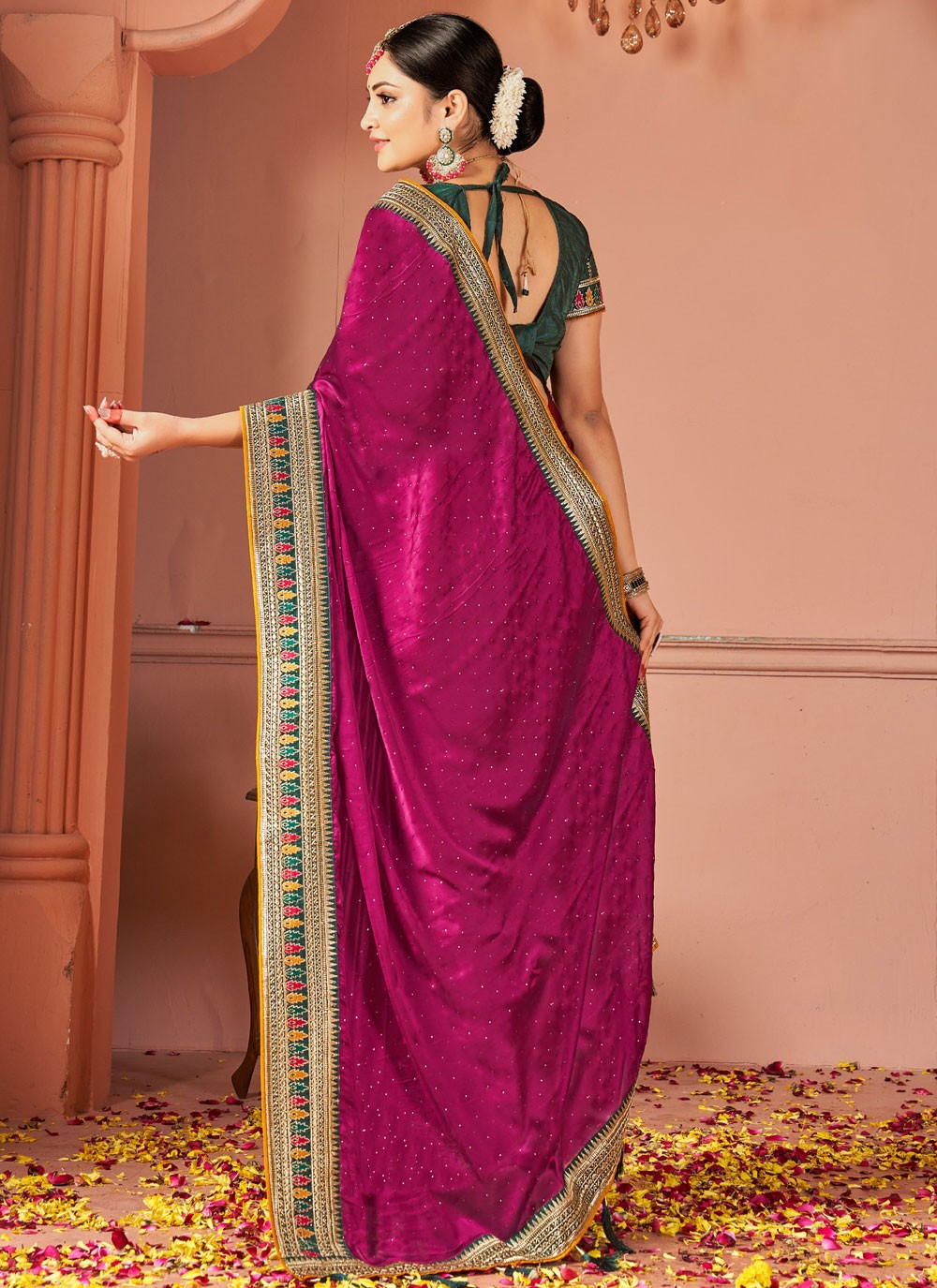 Designer Border Work Wine Rangoli S13040