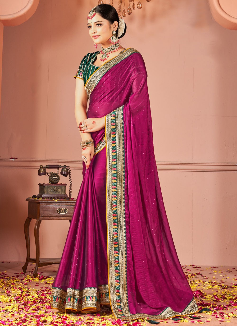 Designer Border Work Wine Rangoli S13040