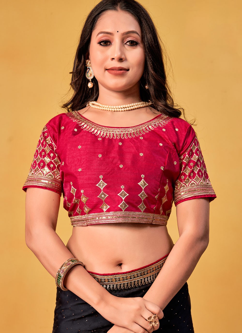 Classic Saree Border Work Black Rangoli Saree S12680