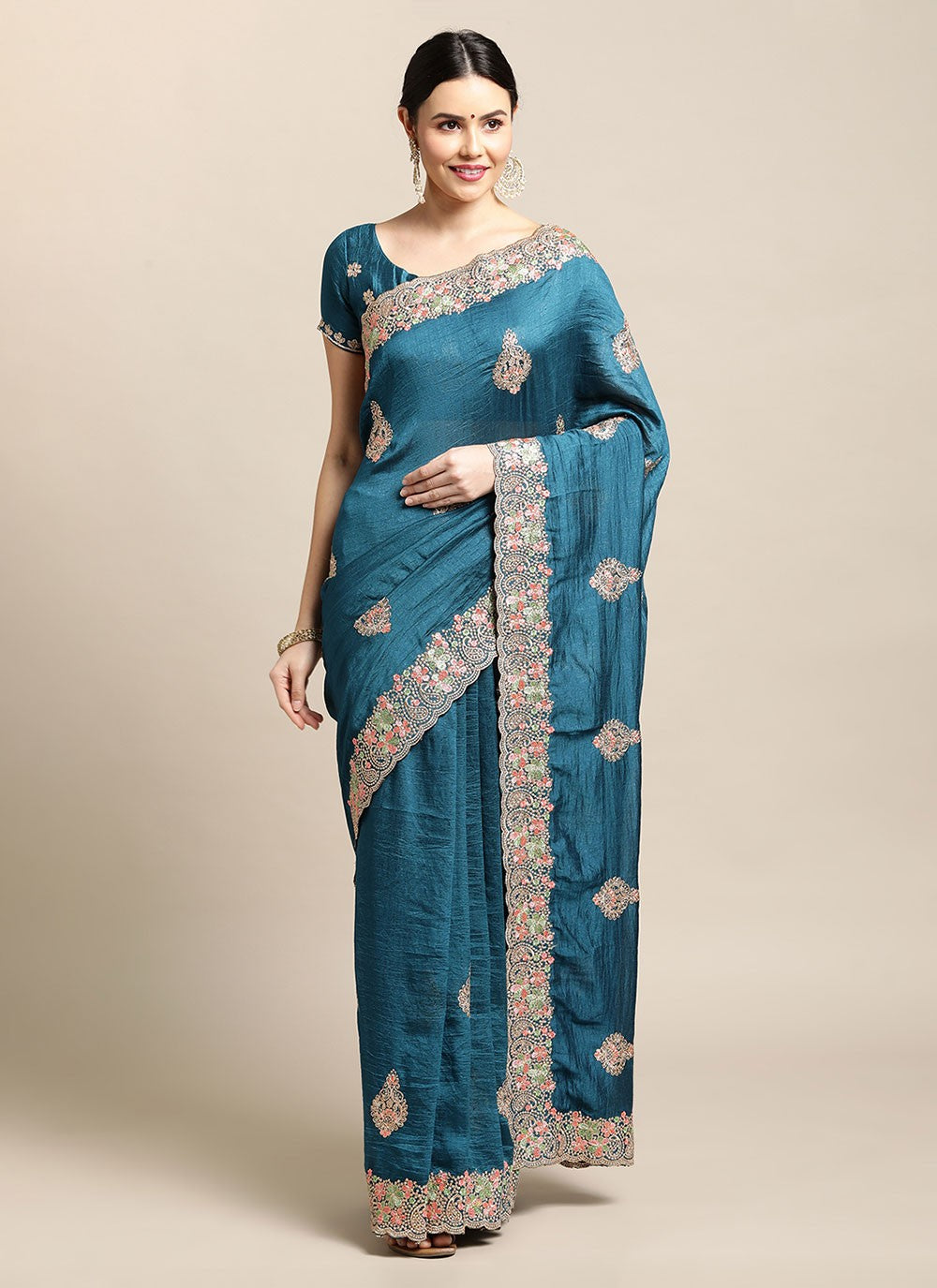 Classic Sequins Rangoli, Silk Saree - S6248