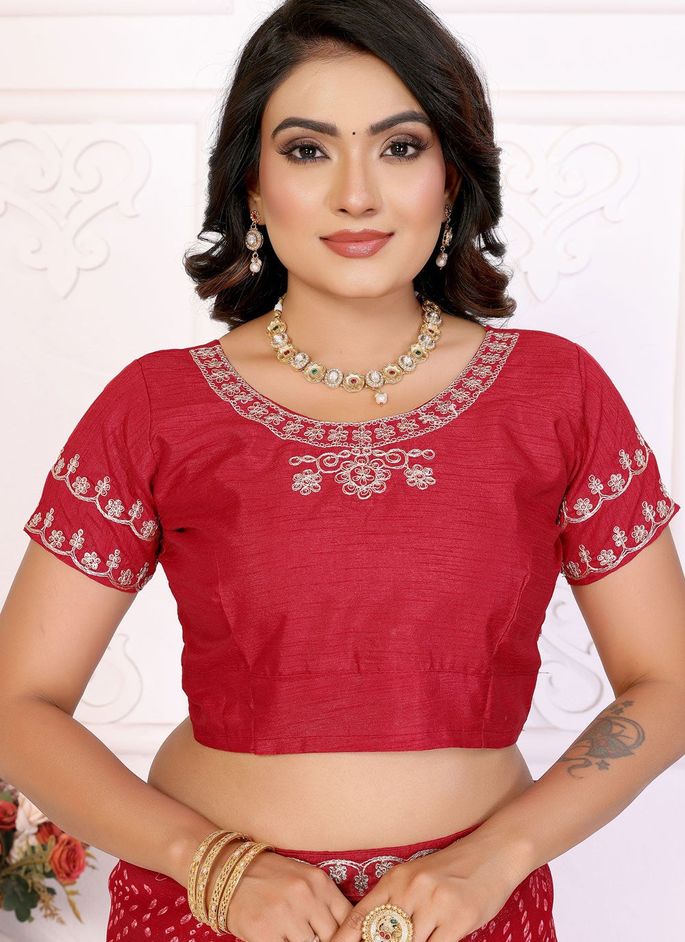 Bandhej Chiffon Hot Pink Designer Saree S14956