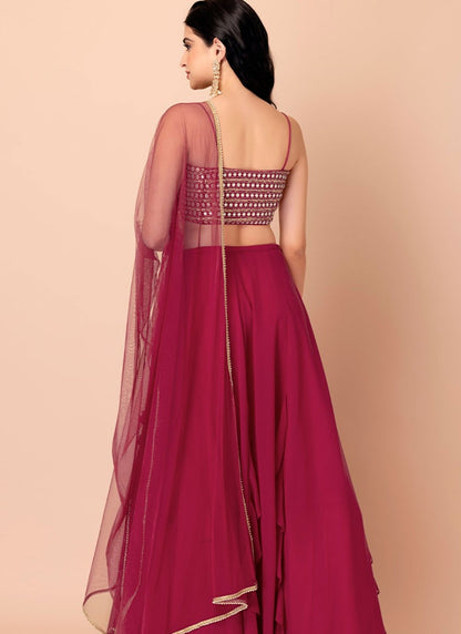 Plain Georgette Hot Pink Lehenga Choli L3470