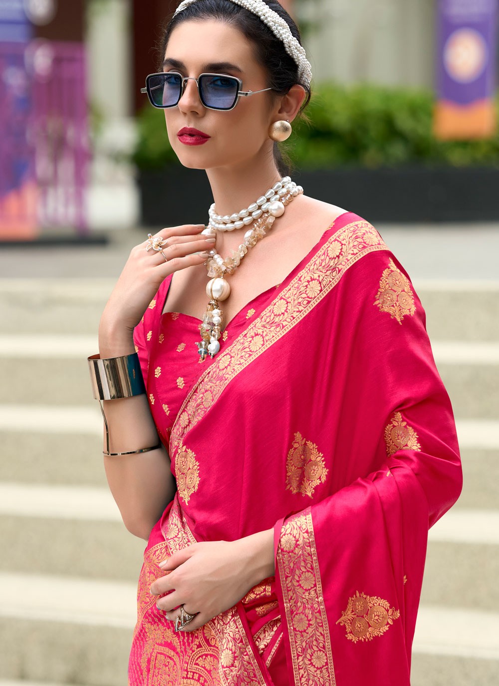 Classic Weaving Zari Satin Saree - S7754