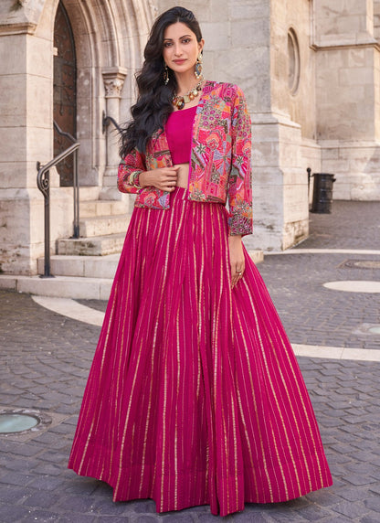 Fancy Work Viscose Readymade Lehenga Choli - L2343
