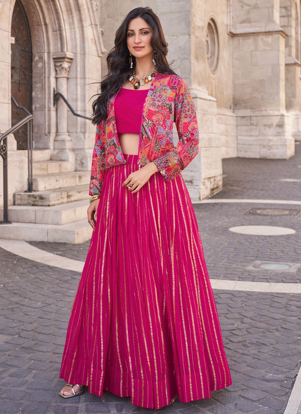 Fancy Work Viscose Readymade Lehenga Choli - L2343