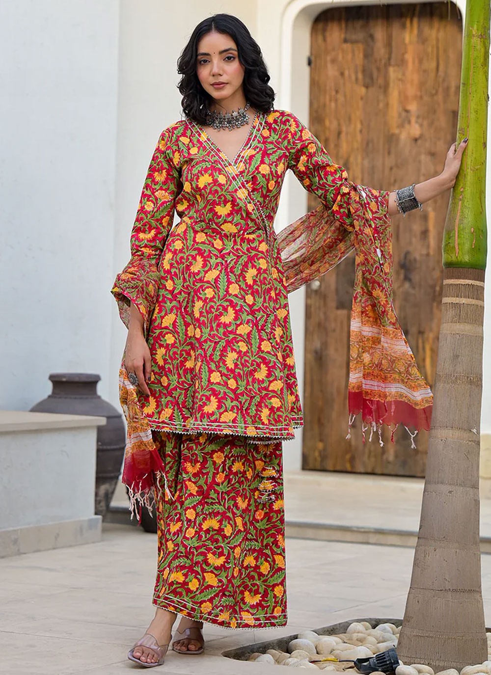 Salwar Suit Floral Printed Hot Pink Cotton T5566