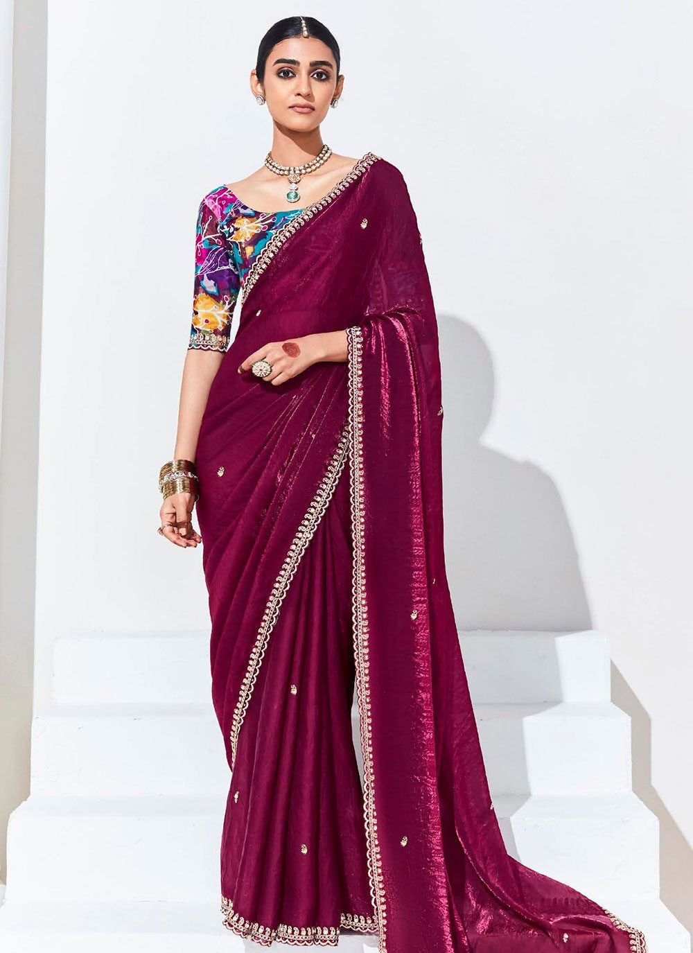Classic Embroidered Organza Saree - S7248