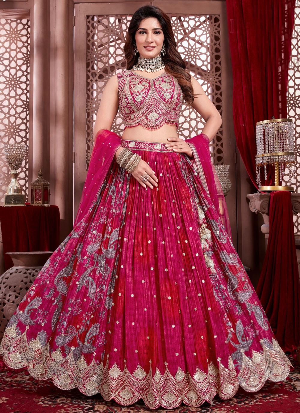 Embroidered Silk Readymade Lehenga Choli - L2673