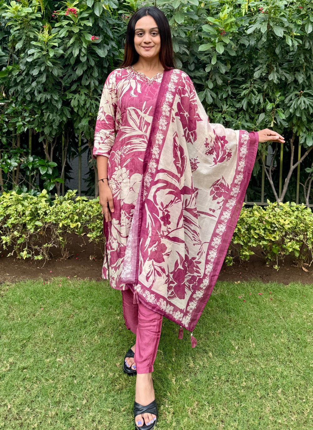 Archive Embroidered, Floral Printed 316456 Hot Pink T6724