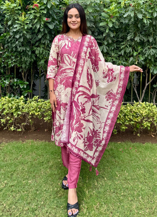 Archive Embroidered, Floral Printed 316456 Hot Pink T6724