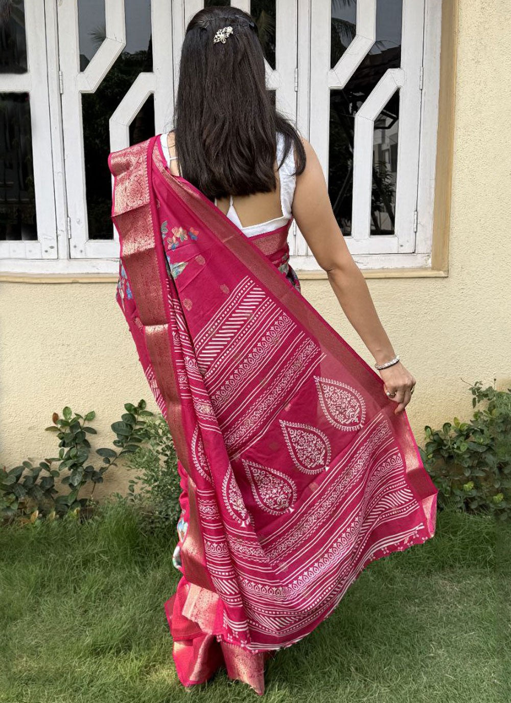 Printed, Weaving Zari Pure Dola Saree - S11836