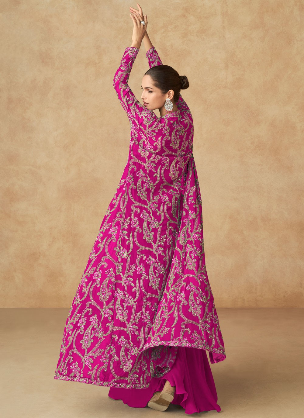 Embroidered Georgette Sharara Suit - T4604