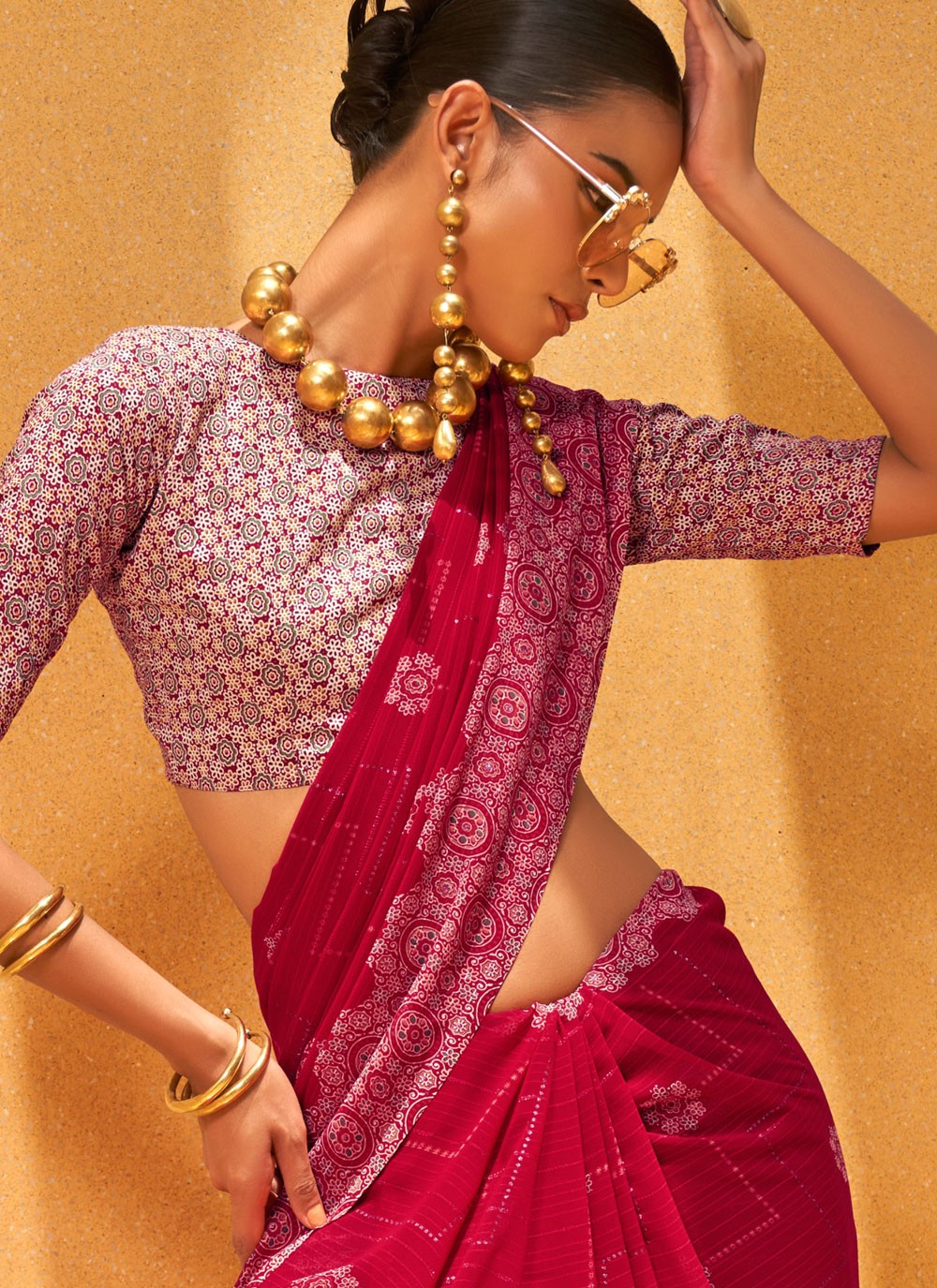 Classic Foliage Prints Georgette Saree - S7929