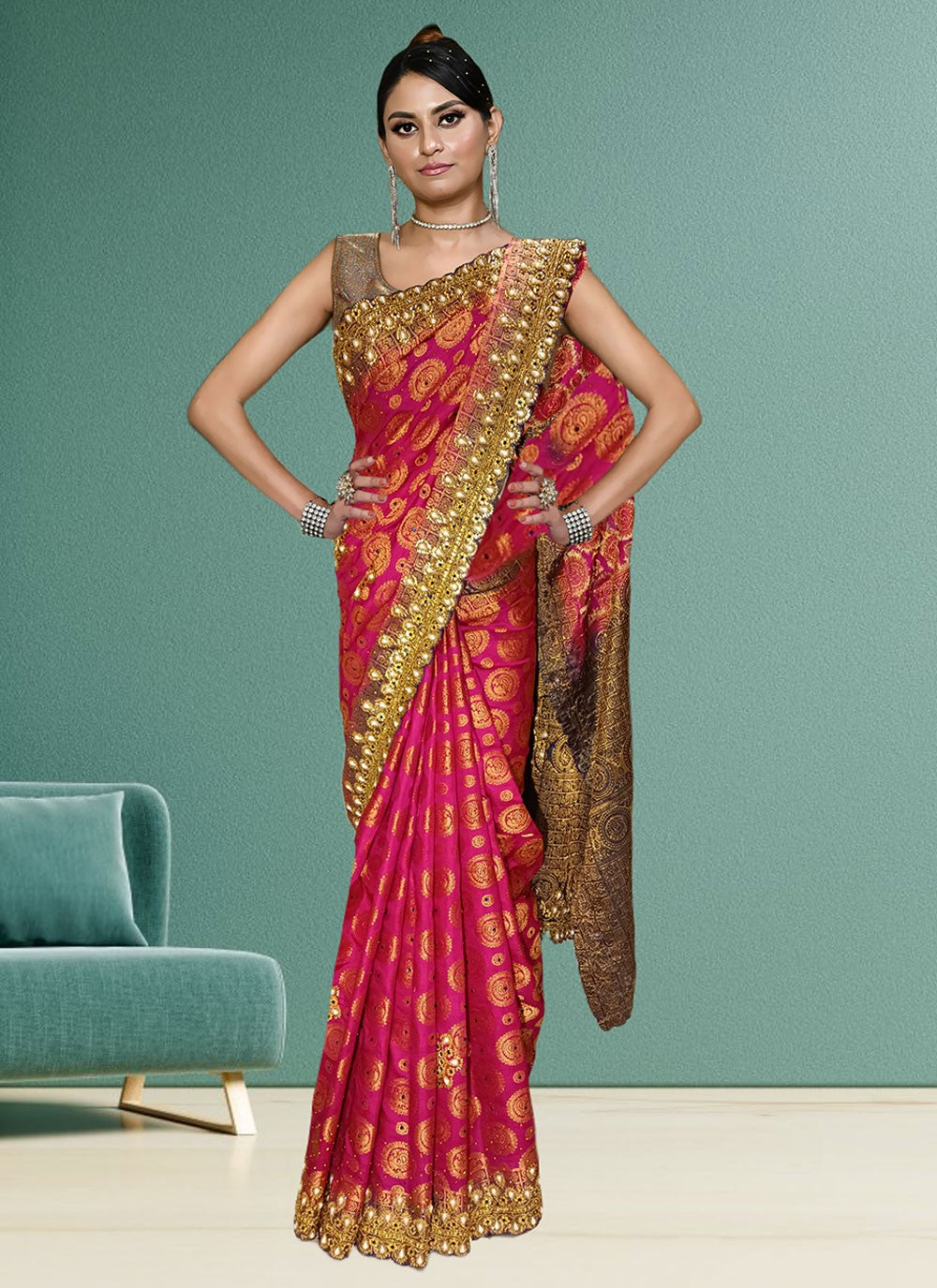 Classic Embroidered Tissue Saree - S6575