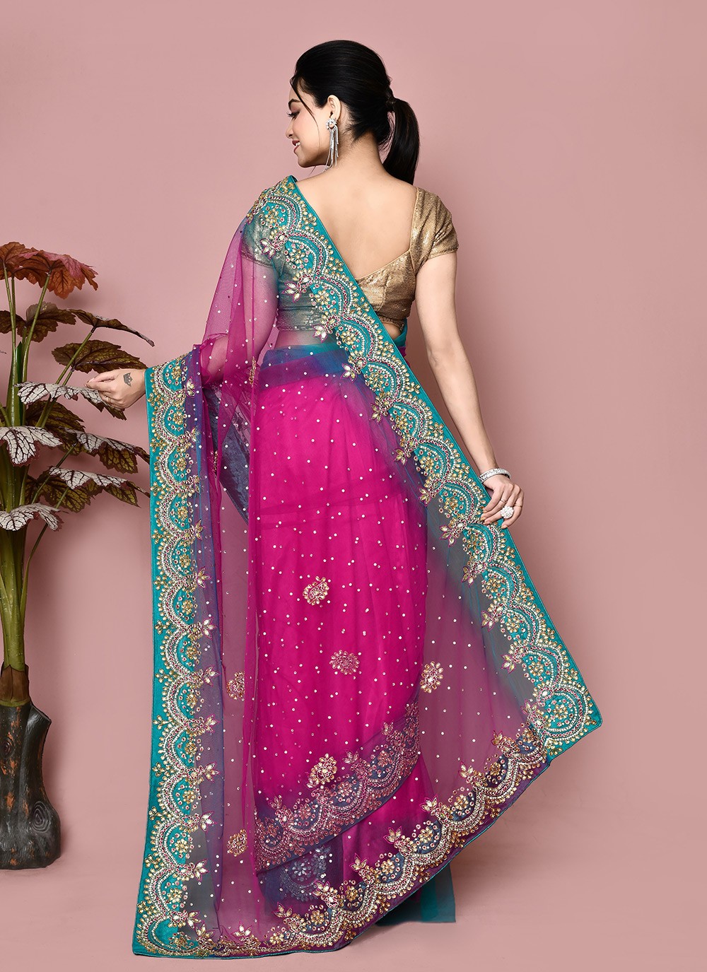 Classic Hand Embroidery Jimmy Chu Saree - S9359