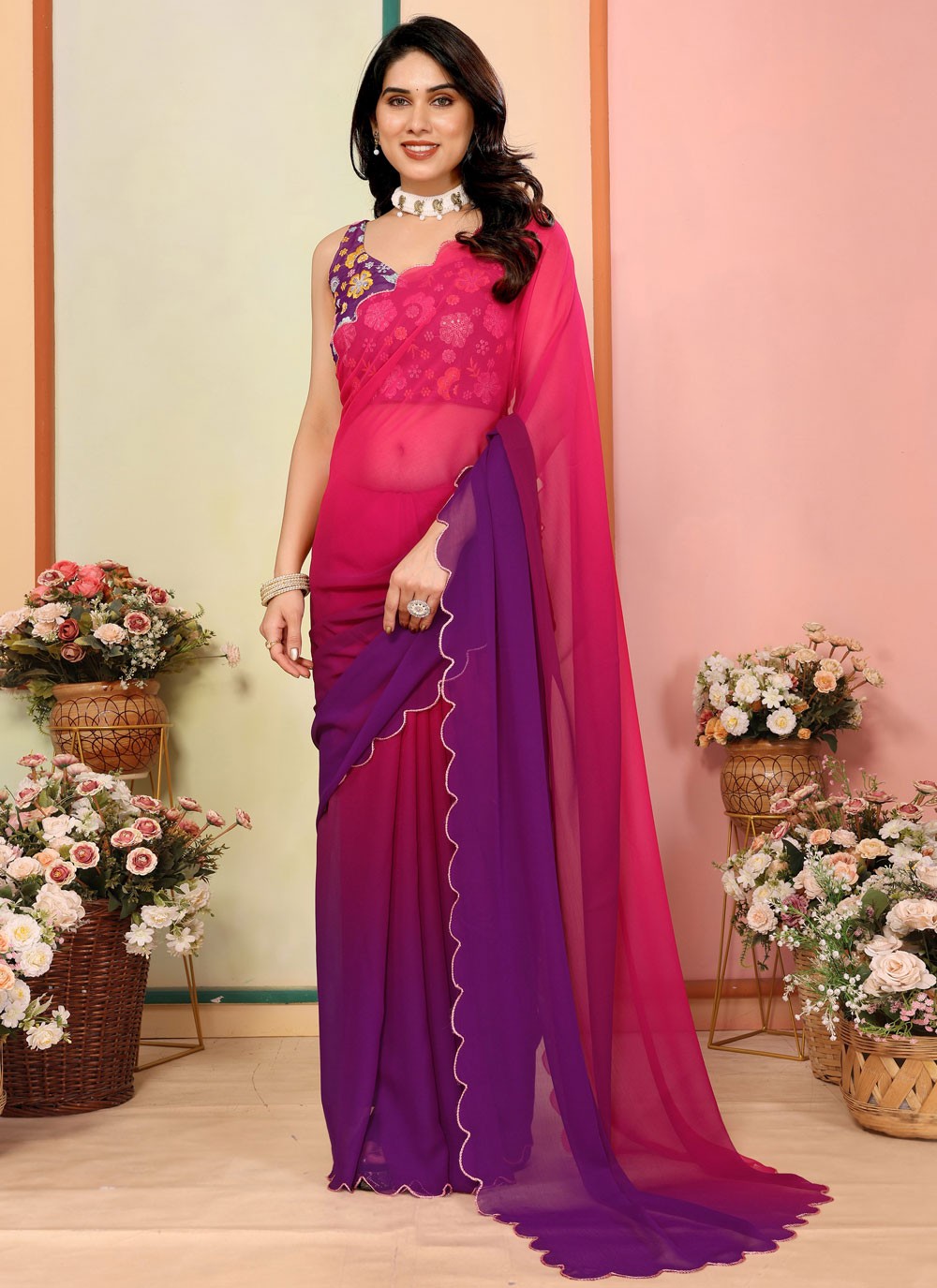 Classic Printed Georgette Saree - S9413