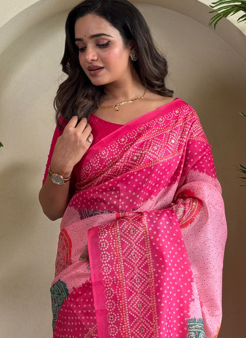 Embroidered Silk Hot Pink Classic Saree S15190