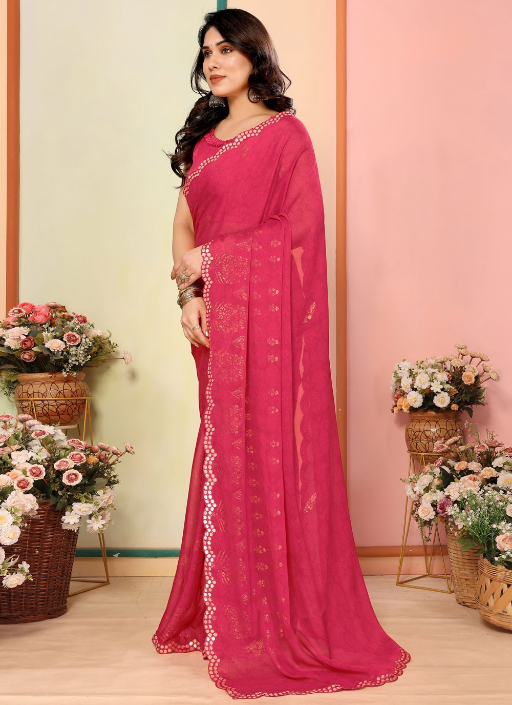 Classic Printed Georgette Saree - S9413