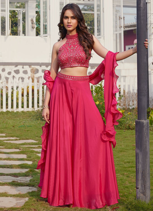 Salwar Suit Mirror Hot Pink Silk T5560