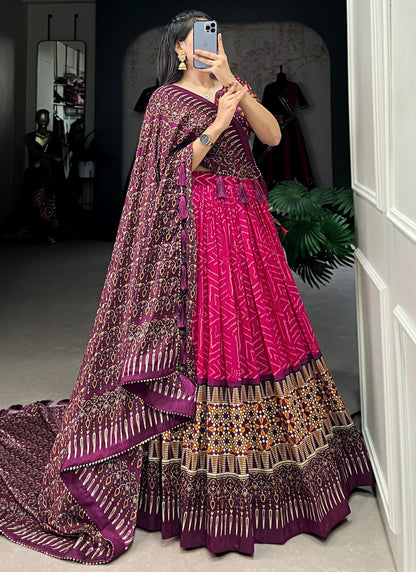 Bandhej Tussar Silk A - Line Lehenga - L2331
