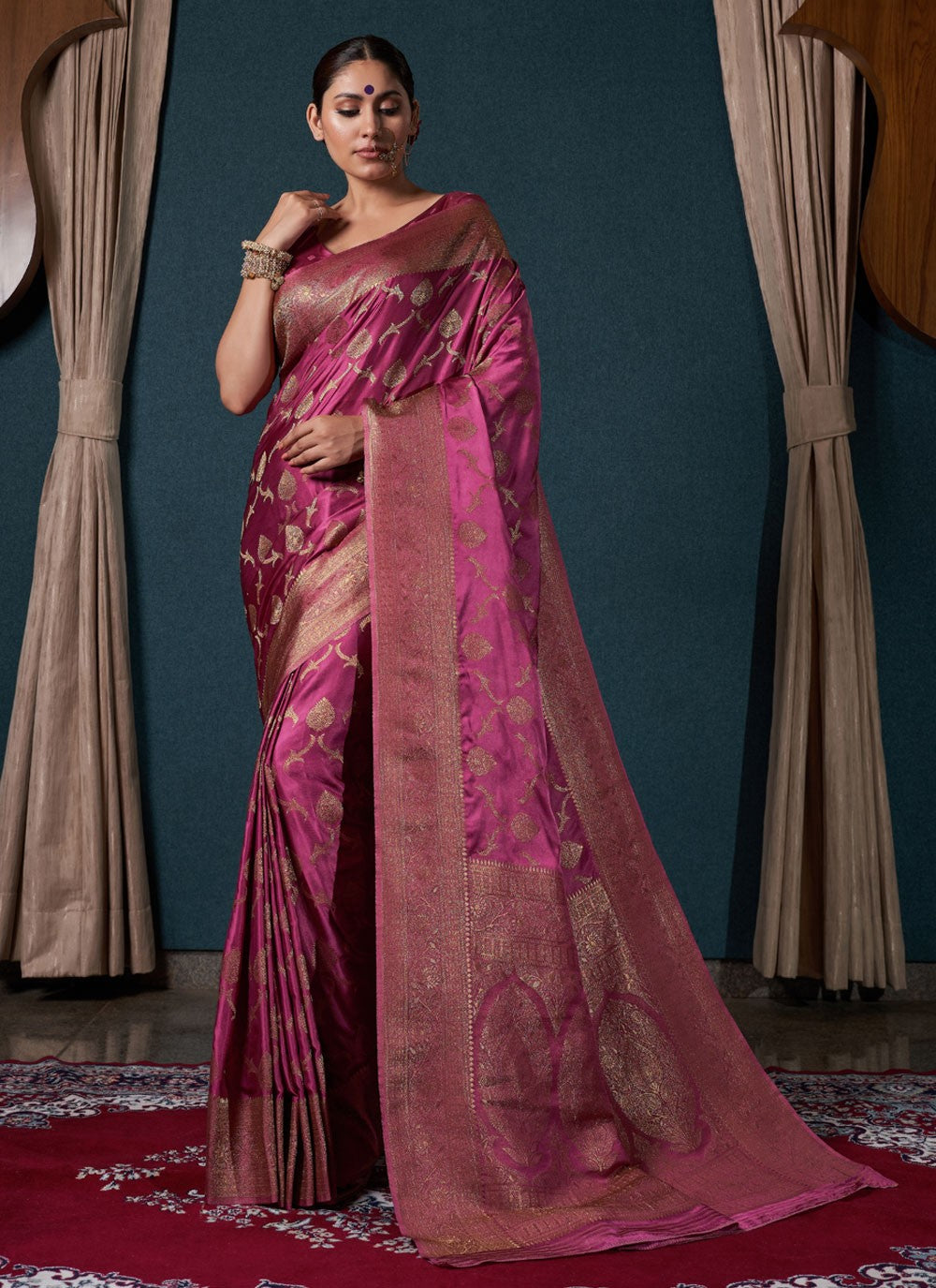 Classic Woven Satin Silk Saree - S3876