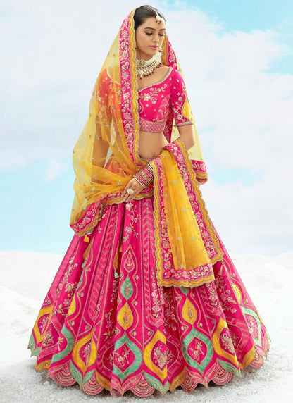Silk Engagement, Reception, Wedding A - Line Lehenga L3574