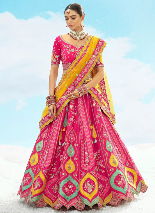 Silk Engagement, Reception, Wedding A - Line Lehenga L3574