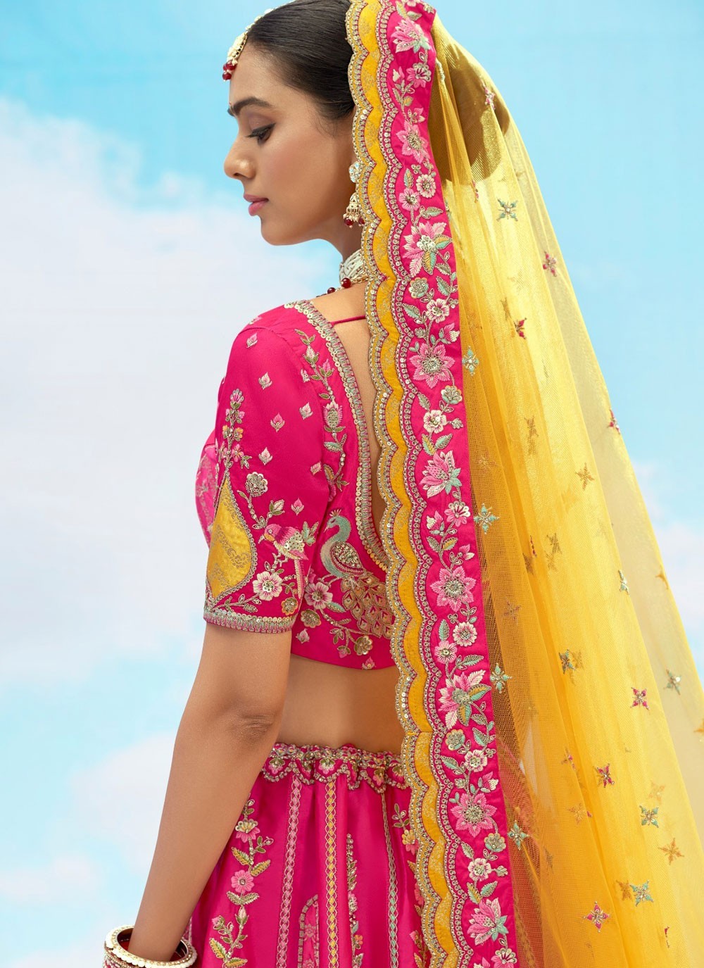 Silk Engagement, Reception, Wedding A - Line Lehenga L3574